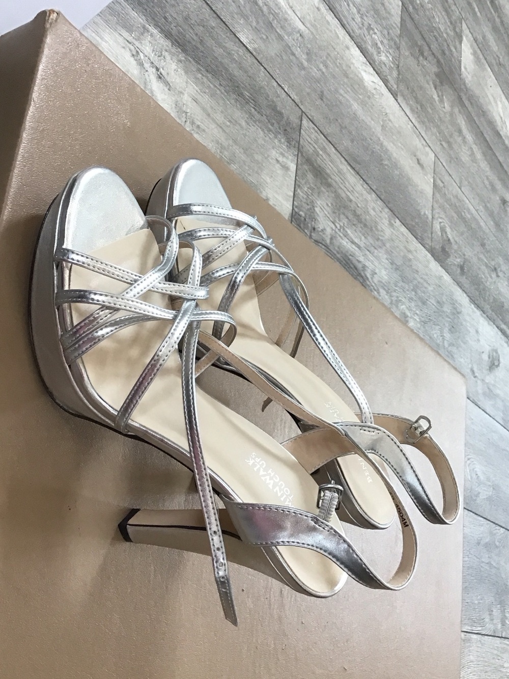 Benjamin Walk Silver Strappy High Heel Sandals